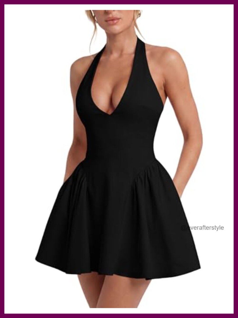 Halter V Neck Backless A-Line Mini Party Dress
